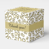 80e verjaardag Goud/Wit Nummerpatroon Bedankdoosjes (Voorkant Zijde)