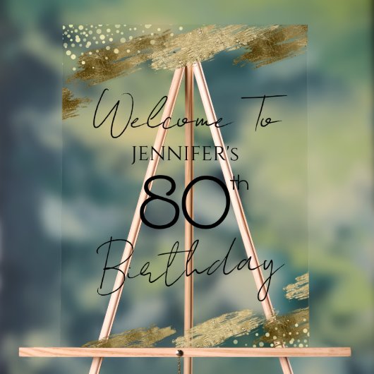 80e verjaardag Goud Zwart Welkom Wissen Acryl Bord (Neutraal)
