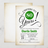 80e verjaardag - Groen zwart wit Kaart (Voorkant / Achterkant)