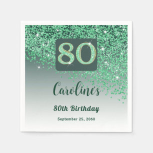 80e verjaardag groene glitter servet