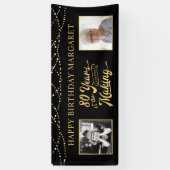 80e verjaardag in de maak 2 foto's spandoek (Verticaal)