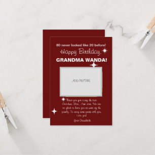80e Verjaardag Kaart Groet Maroon Elegance Stijl