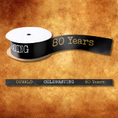 80e verjaardag Legendary Zwart Goud Retro Lint