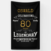 80e verjaardag Legendary Zwart Goud Retro Spandoek (Verticaal)