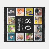 80e verjaardag Mammie Foto Collage Sjabloon Black Fleece Deken (Voorkant (Horizontaal))