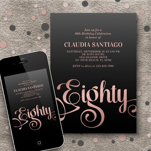 80e verjaardag Modern Script Kaart