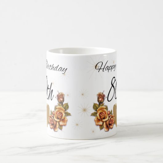 80e verjaardag Mok met koperen Rozen (Center)