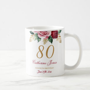 80e verjaardag Mok voor oma - Bloemen Custom Name