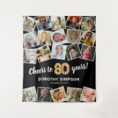 80e verjaardag Multi foto achtergrond Wandkleed (Voorkant)
