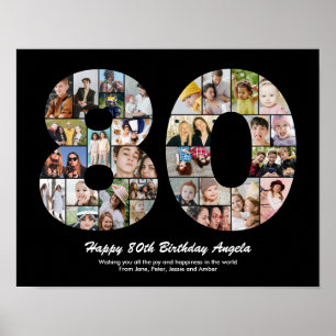 80e Verjaardag Nummer 80 Foto Collage Cadeau Poster