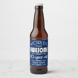 80e verjaardag op de wereld Best Fabulous Dark Blu Bier Etiket