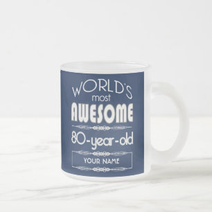 80e verjaardag op de wereld Best Fabulous Dark Blu Matglas Koffiemok