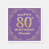 80e verjaardag Paars en Glitter Lijst van de Parti Servet (Voorkant)