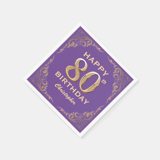 80e verjaardag Paars en Glitter Lijst van de Parti Servet (Hoek)