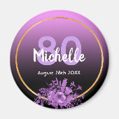 80e verjaardag paars zwart goud met uitzondering v magneet (Voorkant)