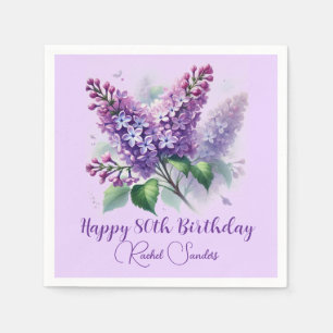 80e verjaardag Paarse Lila bloemen voorjaar Servet