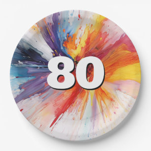 80e verjaardag Paint Blast Papieren Bordje