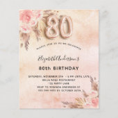 80e verjaardag Pampas Grass roos uitnodiging (Voorkant)