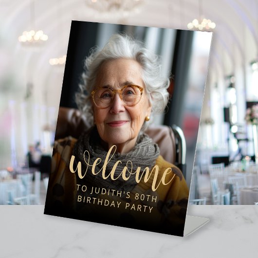 80e verjaardag Party Foto Welkom Reclamebord Met Voetstuk
