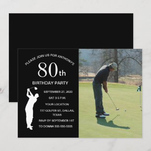 80e Verjaardag Party Golfer Black Par Golf Foto Kaart