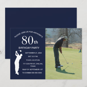 80e Verjaardag Party Golfer Par Dad Golf Foto Kaart