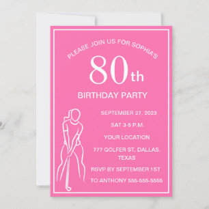 80e verjaardag Party Golfer Roze Dames Golf Par Kaart