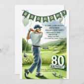 80e Verjaardag Party Golfer Sports Par Volwassen G Kaart (Voorkant / Achterkant)