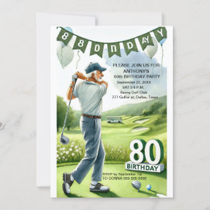 80e Verjaardag Party Golfer Sports Par Volwassen G Kaart