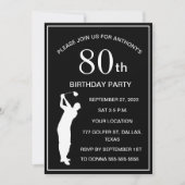 80e verjaardag Party Golfer Zwart Par Volwassen Go Kaart (Voorkant)