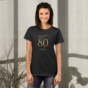 80e verjaardag Party Goud Script Zwart T-shirt