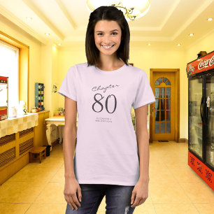 80e verjaardag Party Grijs Script Roze T-shirt