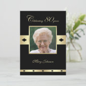 80e verjaardag Party Uitnodiging Foto 80e (Staand voorkant)