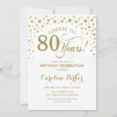 80e verjaardag Party uitnodiging - Goud Wit (Voorkant)