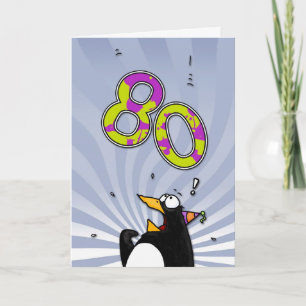 80e verjaardag - Penguin Surprise Kaart