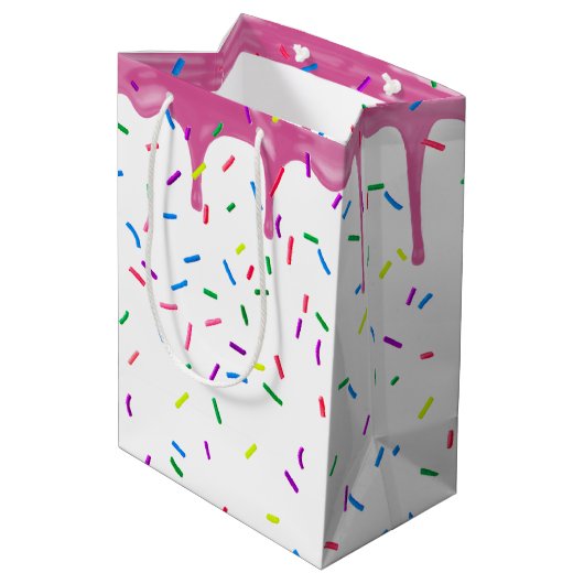 80e verjaardag prins op roze ijsvorming medium cadeauzakje (Achterkant Gekanteld)