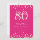 80e Verjaardag Programma Menu Roos Gold Hot Pink (Voorkant)