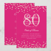 80e Verjaardag Programma Menu Roos Gold Hot Pink (Voorkant / Achterkant)