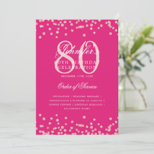 80e Verjaardag Programma Menu Roos Gold Hot Pink