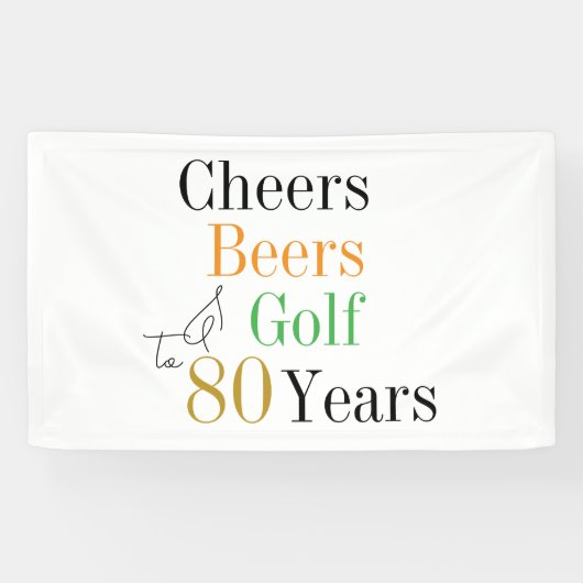 80e verjaardag Proost Beers Golf minimaal feest Spandoek (Horizontaal)
