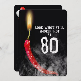 80e verjaardag Red Hot Pepper Candle Kaart
