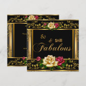 80e verjaardag Red Rose Gold  Kaart (Voorkant / Achterkant)