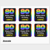 80e verjaardag: Regenboogspectrum # 80, Aangepaste Vierkante Sticker (Vel)