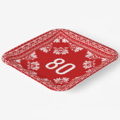 80e verjaardag Rode Bandana Papieren Bordje (Gebogen)
