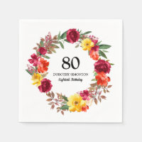 80e verjaardag Rode Oranje Gele Herfst Floral