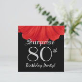 80e verjaardag Rode ventilator Z305 Kaart (Staand voorkant)