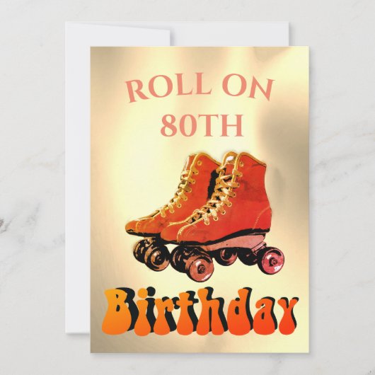 80e verjaardag Roller Skate Fun Modern Kaart (Voorkant)