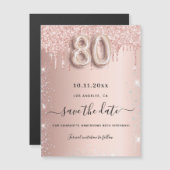 80e verjaardag roos glitter sparen de datummagneet (Voorkant / Achterkant)