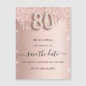 80e verjaardag roos glitter sparen de datummagneet (Voorkant)