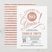 80e verjaardag - Roos Gold White Kaart (Voorkant / Achterkant)