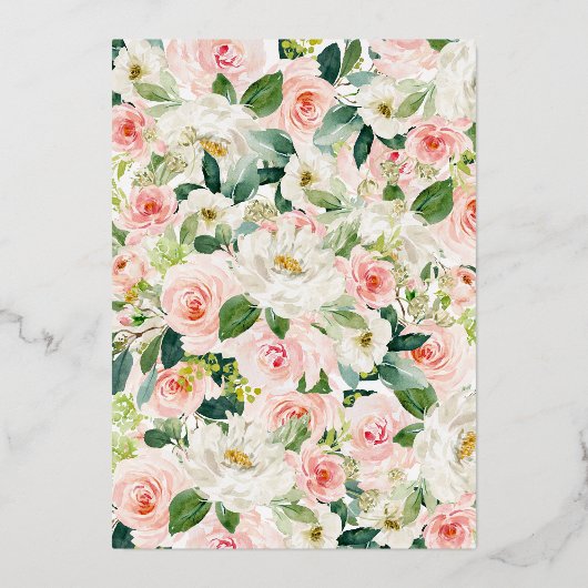 80e Verjaardag Roos Gouden Roze Vlinder Bloemen Folie Uitnodiging (Achterkant)